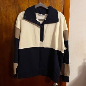DSG Men's Zip Up Sweater - Navy, Cream, Tan and Tan Sweatpants